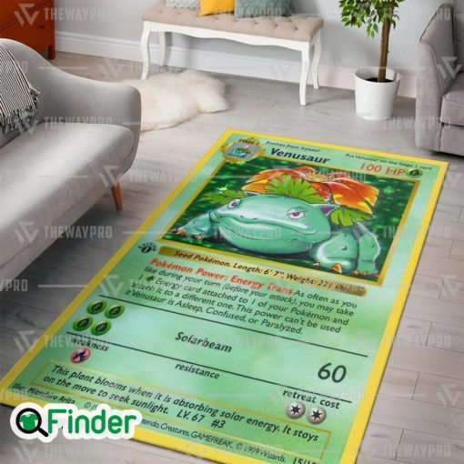 Pokemon Trading Cards Grass Type Starter Venusaur Card Custom Rug