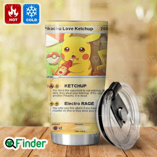 Pokemon Trading Cards Pikachu Love Ketchup Custom Tumbler