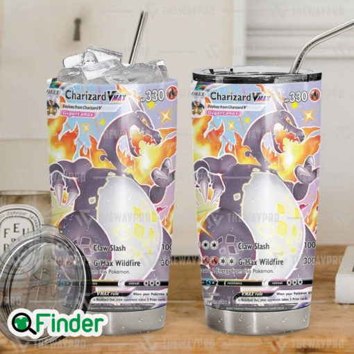 Pokemon Trading Cards Shiny Charizard VMAX Gigantamax Custom Tumbler