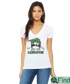 St Patrick Messy Bun Girl One Lucky Caregiver Shirts