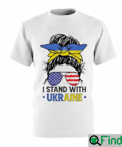 Ukrainian American Flag I Stand With Ukraine Messy Bun Women Shirt