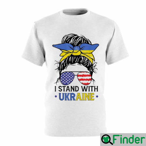 Ukrainian American Flag I Stand With Ukraine Messy Bun Women Shirt