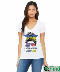 Ukrainian American Flag I Stand With Ukraine Messy Bun Women Shirts