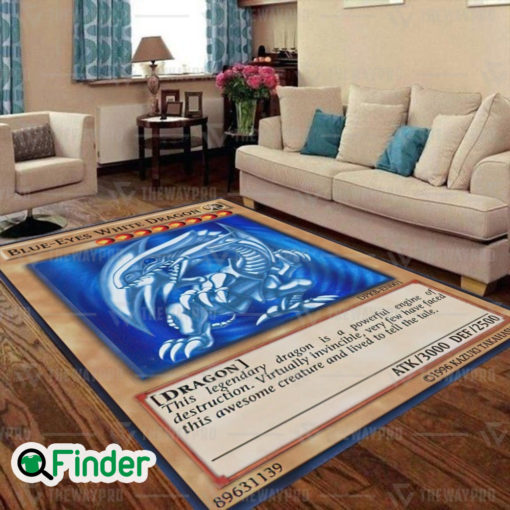 YuGiOh Trading Card Blue Eyes White Dragon Card Custom Rug