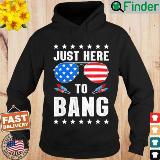 4th of July Im Just Here To Bang USA Flag Sunglasses Hoodie