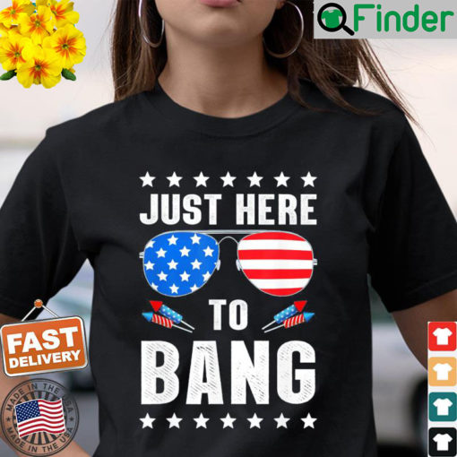 4th of July Im Just Here To Bang USA Flag Sunglasses T Shirt