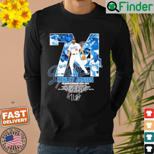 74 Kenley Jansen Los Angeles Dodgers 2010 2021 Signatures Sweatshirt