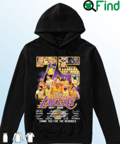 75 Years Of Los Angeles Lakers 1947 2022 Signatures Thank You For The Memories Hoodie