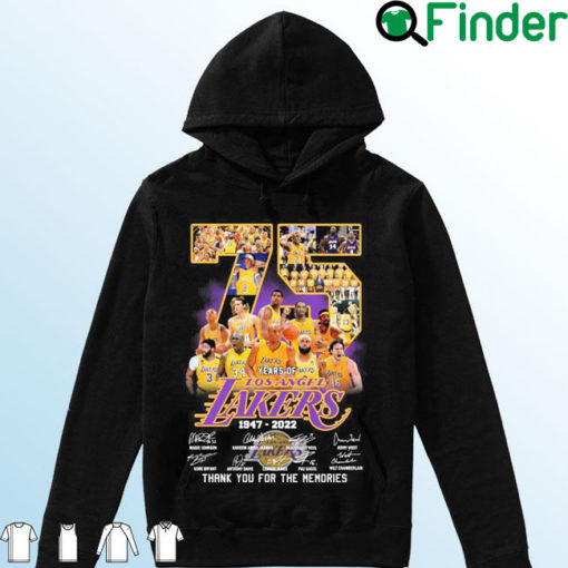 75 Years Of Los Angeles Lakers 1947 2022 Signatures Thank You For The Memories Hoodie