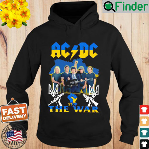 Ac Dc Stop The War Ukraine Flag Strong Hand Hoodie