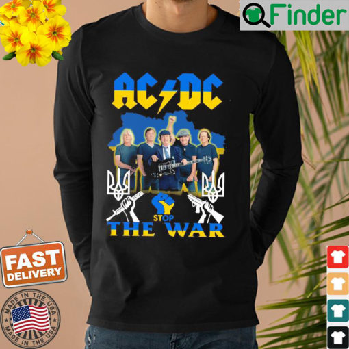 Ac Dc Stop The War Ukraine Flag Strong Hand Sweatshirt