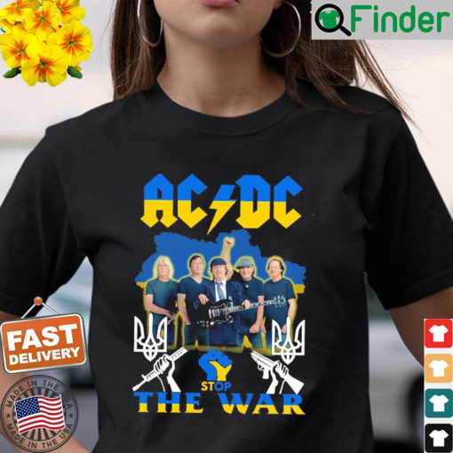 Ac Dc Stop The War Ukraine Flag Strong Hand T Shirt