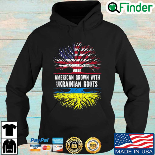 American Grown With Ukrainian Roots Usa Flag Ukraine Hoodie