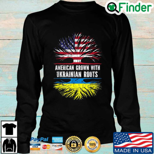 American Grown With Ukrainian Roots Usa Flag Ukraine Long SLeeve