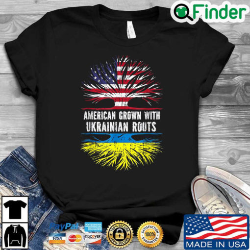 American Grown With Ukrainian Roots Usa Flag Ukraine Shirt