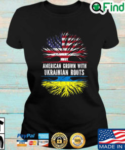 American Grown With Ukrainian Roots Usa Flag Ukraine T Shirt