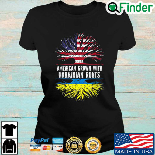 American Grown With Ukrainian Roots Usa Flag Ukraine T Shirt