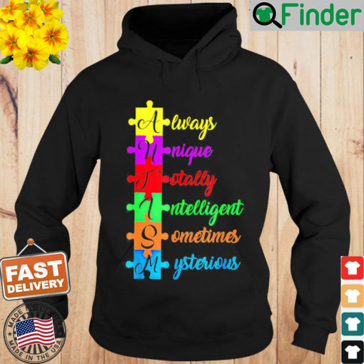 Autism Acronym And Puzzle Piece Fun Autism Awareness Hoodie