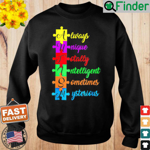 Autism Acronym And Puzzle Piece Fun Autism Awareness Sweatshirt