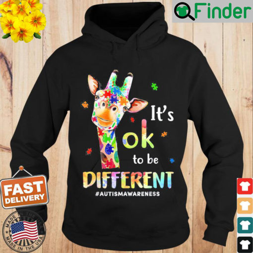 Autism Awareness Cute Giraffe Animal Its Ok To Be Different Hoodie