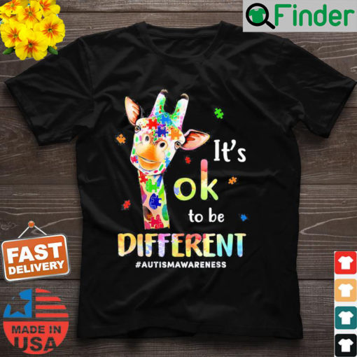 Autism Awareness Cute Giraffe Animal Its Ok To Be Different Shirt