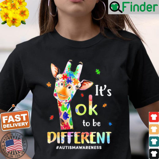 Autism Awareness Cute Giraffe Animal Its Ok To Be Different T Shirt