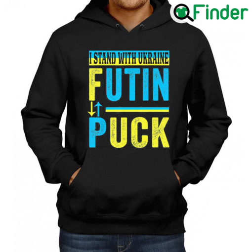 Awesome Puck Futin I Stand With Ukraine Flag Support Free Ukraine Hoodie