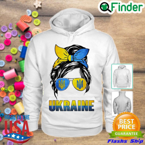 Awesome ukraine Messy Bun Wearing Ukraine Flag Glasses Peace Ukraine Hoodie