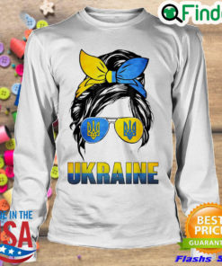 Awesome ukraine Messy Bun Wearing Ukraine Flag Glasses Peace Ukraine Sweatshirt