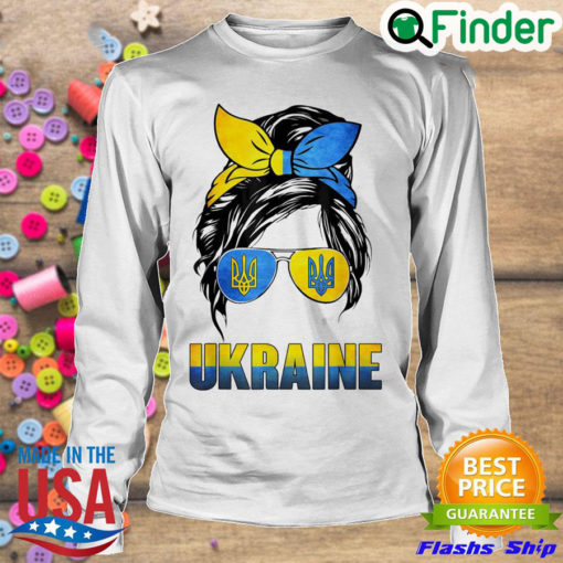 Awesome ukraine Messy Bun Wearing Ukraine Flag Glasses Peace Ukraine Sweatshirt