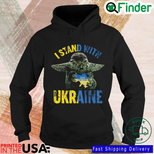 Baby Yoda Hug Ukraine stop war I stand with Ukraine Hoodie
