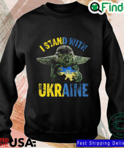 Baby Yoda Hug Ukraine stop war I stand with Ukraine Sweatshirt