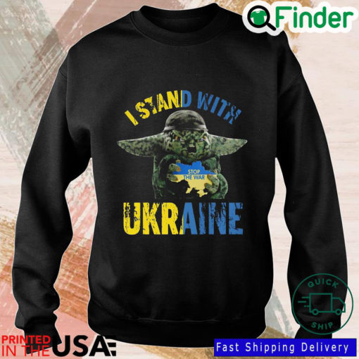 Baby Yoda Hug Ukraine stop war I stand with Ukraine Sweatshirt