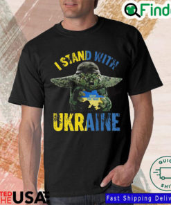 Baby Yoda Hug Ukraine stop war I stand with Ukraine T shirt