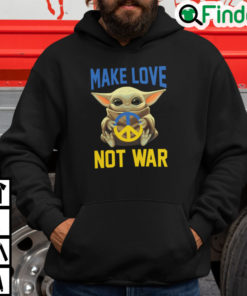 Baby Yoda Make Love Not War Hoodie Peace Symbol