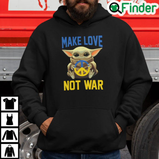 Baby Yoda Make Love Not War Hoodie Peace Symbol