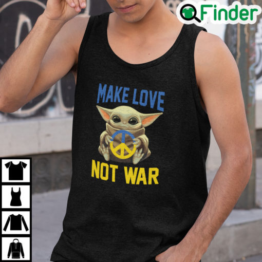 Baby Yoda Make Love Not War Tank Top Peace Symbol