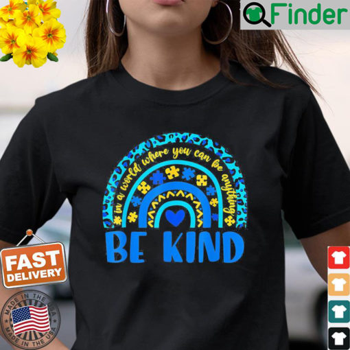 Be Kind Autism Awareness Leopard Rainbow T Shirt