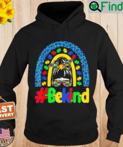 Be Kind Autism Awareness Rainbow Messy Bun Girl Mothers Day Hoodie