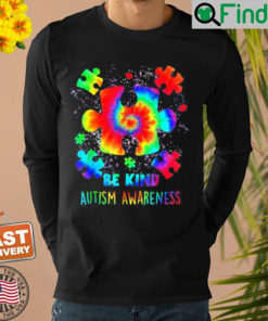 Be Kind Puzzle Pieces Tie Dye Autism Awareness Sweatshirt