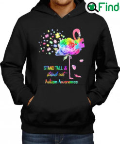 Best Stand Tall And Stand Out Flamingo Autism Awareness Hoodie