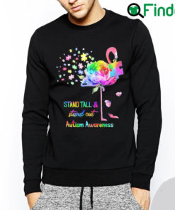 Best Stand Tall And Stand Out Flamingo Autism Awareness Sweatshirt