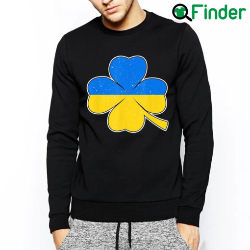 Best Support Ukraine St Patricks Day Ukrainian Flag On Clover Peace Ukraine Sweatshirt