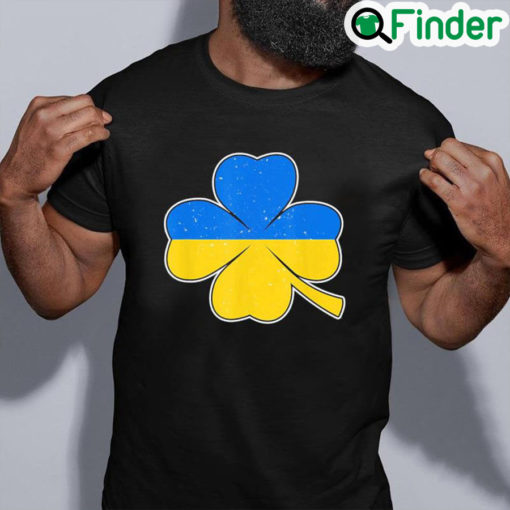 Best Support Ukraine St Patricks Day Ukrainian Flag On Clover Peace Ukraine T Shirt