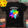 Different Not Less Sunflower Autism Puzzle Awareness Month T Shirt