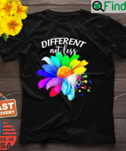 Different Not Less Sunflower Autism Puzzle Awareness Month T Shirt