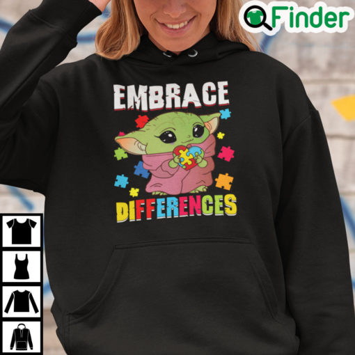 Embrace Differences Baby Yoda Autism Awareness Hoodie