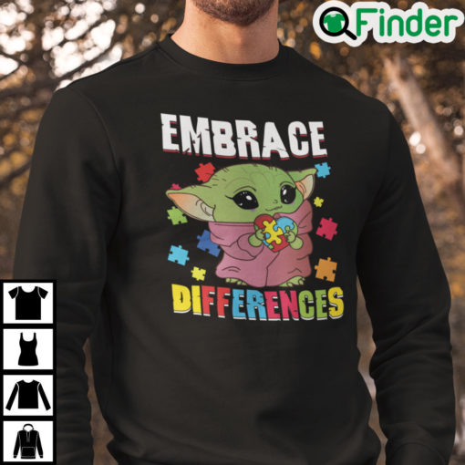 Embrace Differences Baby Yoda Autism Awareness Sweatshirt