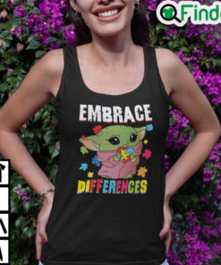 Embrace Differences Baby Yoda Autism Awareness Tank Top