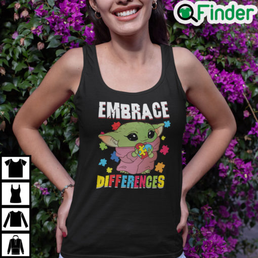 Embrace Differences Baby Yoda Autism Awareness Tank Top